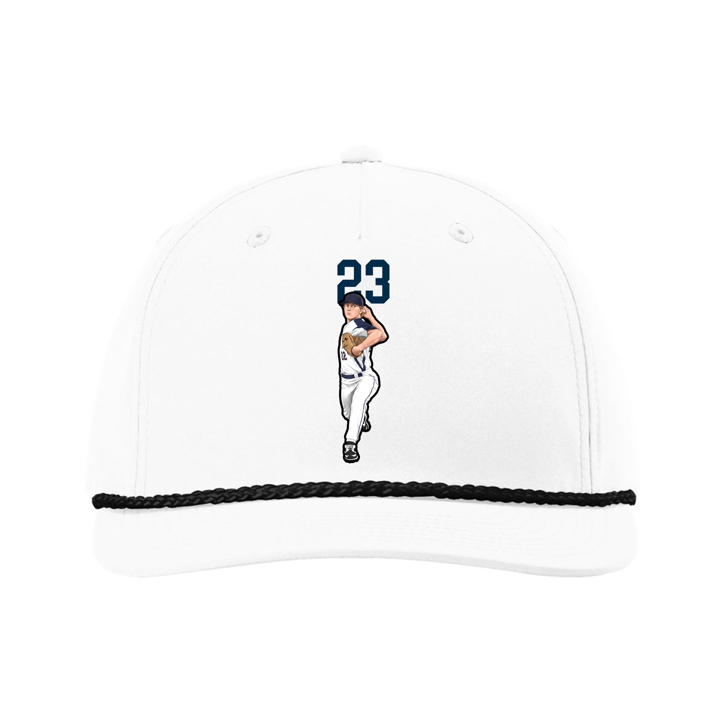 Five-Panel Classic Rope Cap — Number Top in White