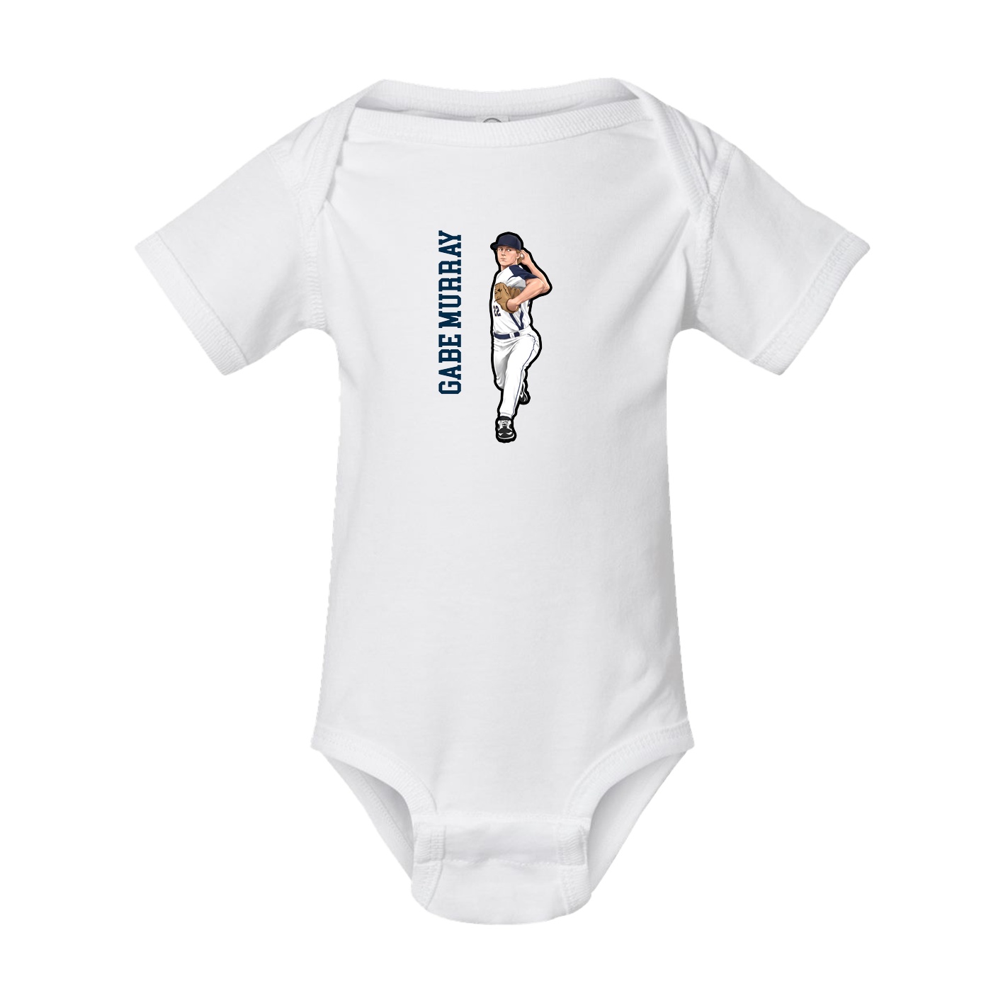 Baby Onesie — Name Vertical in White