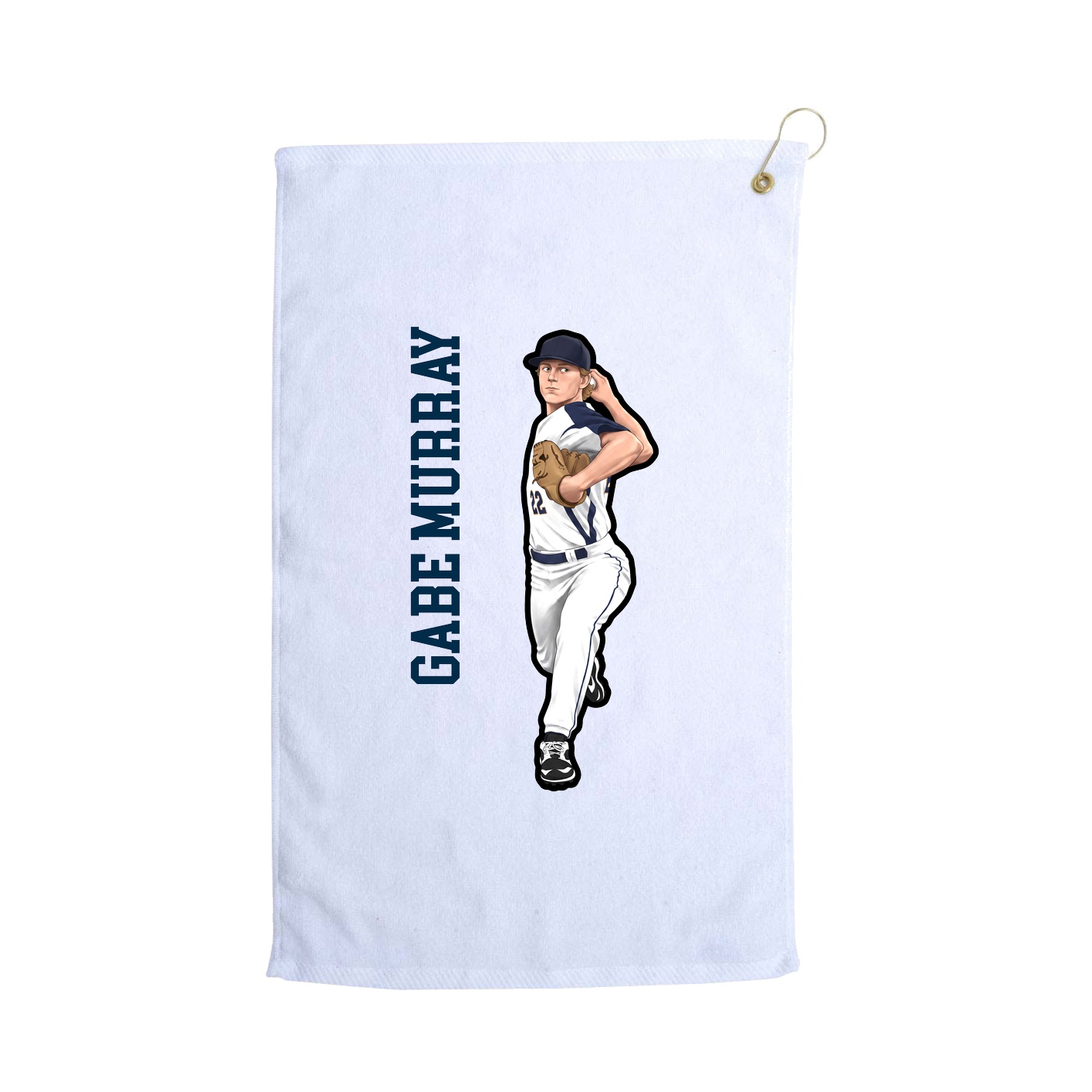 Golf Towel — Name Vertical in White