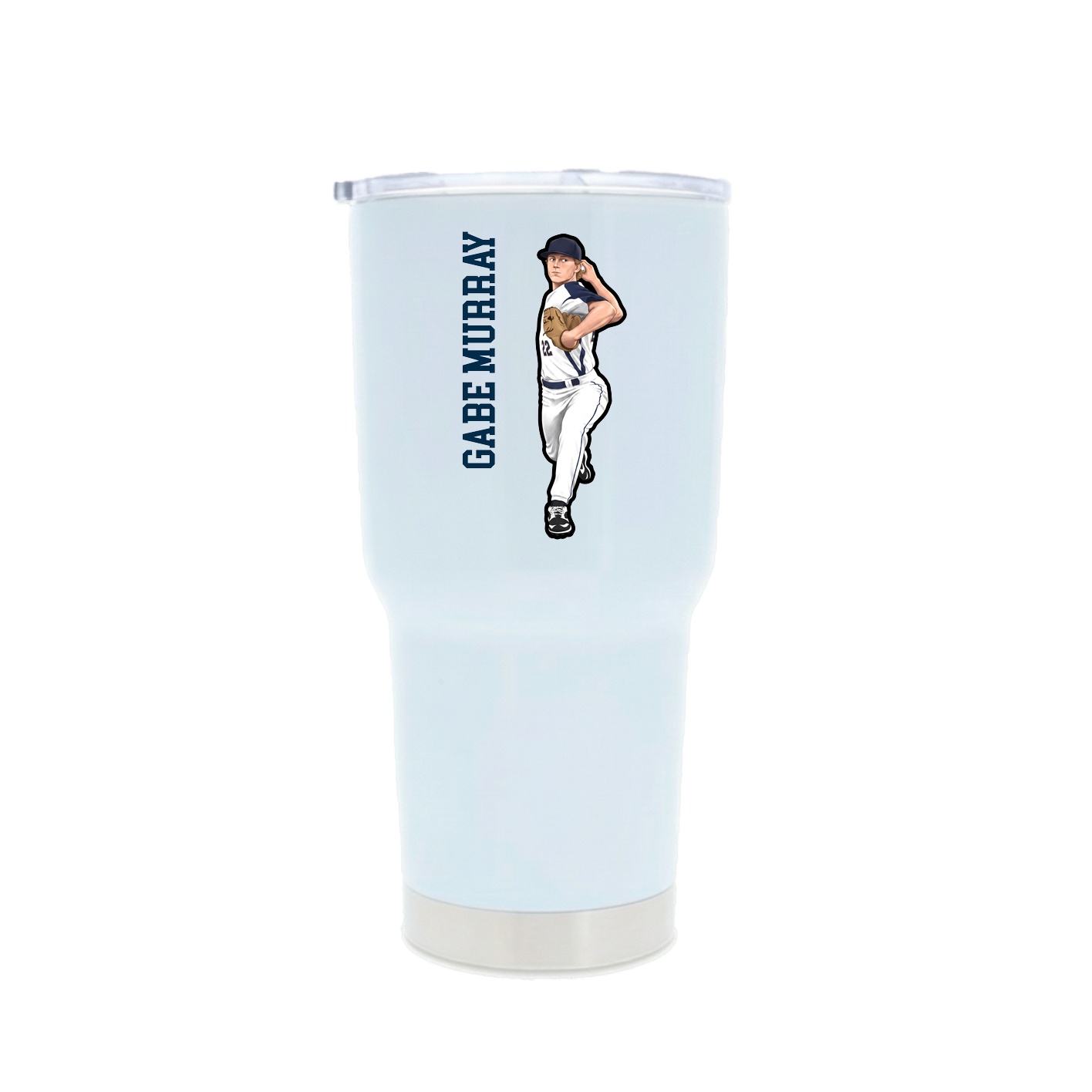30oz Stainless Steel Tumbler — Name Vertical in White