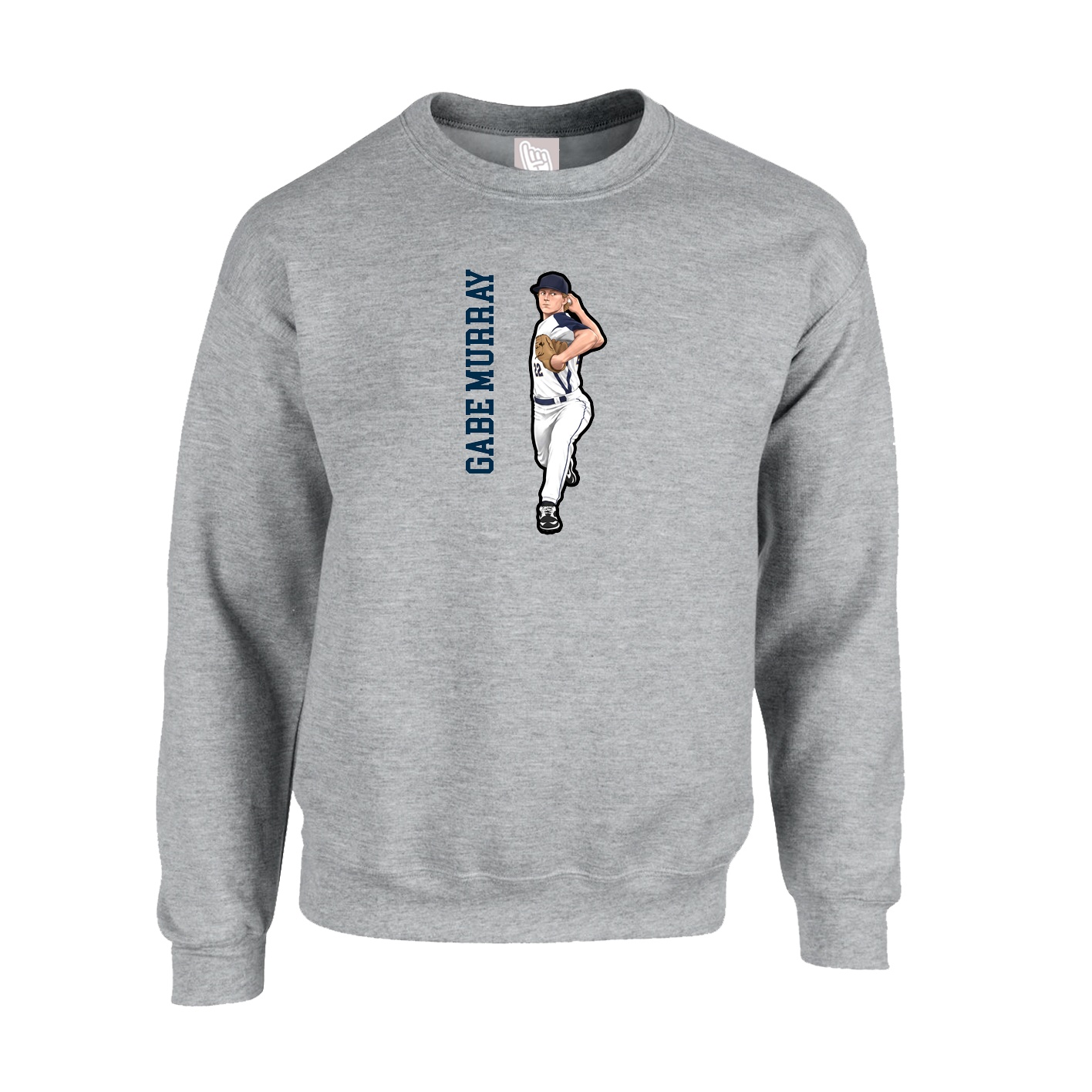 Fleece Crew — Name Vertical in Grey