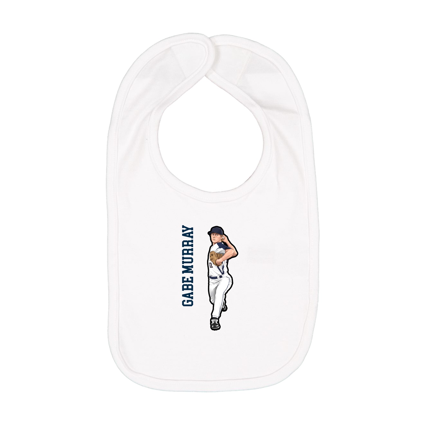 Infant Bib — Name Vertical in White