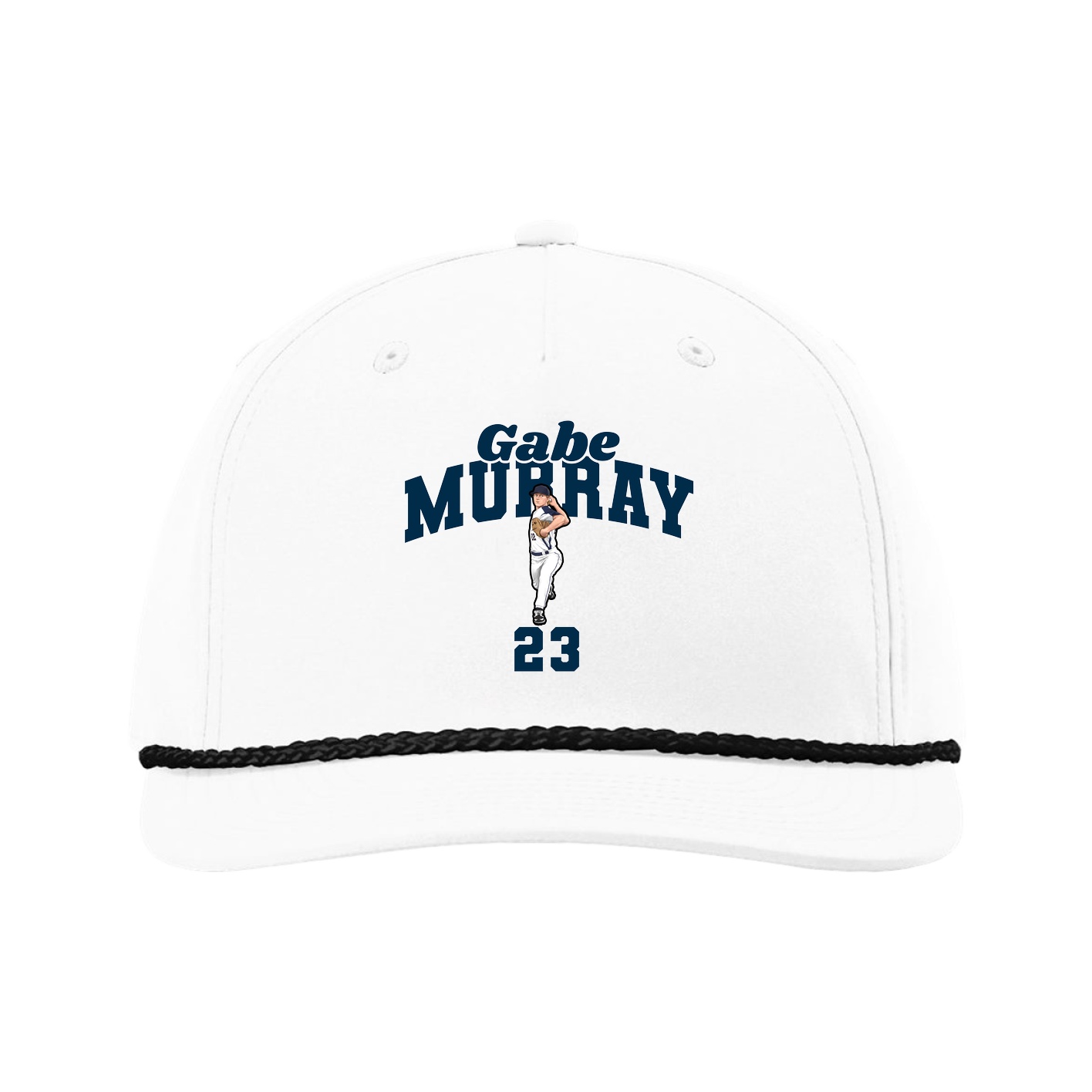 Five-Panel Classic Rope Cap — Signature Arch in White