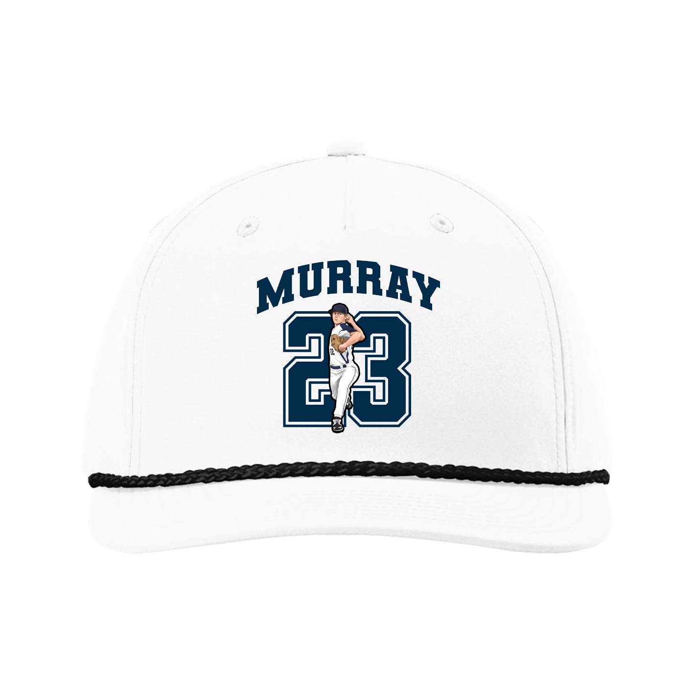 Five-Panel Classic Rope Cap — Number in White