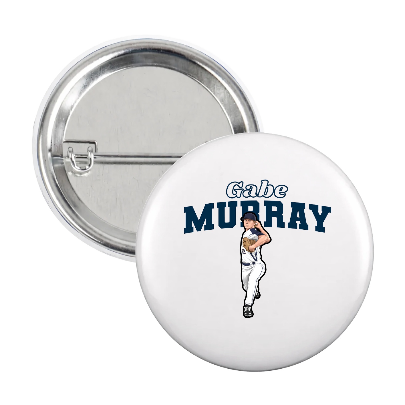 Game Day Button — Name Arch in White