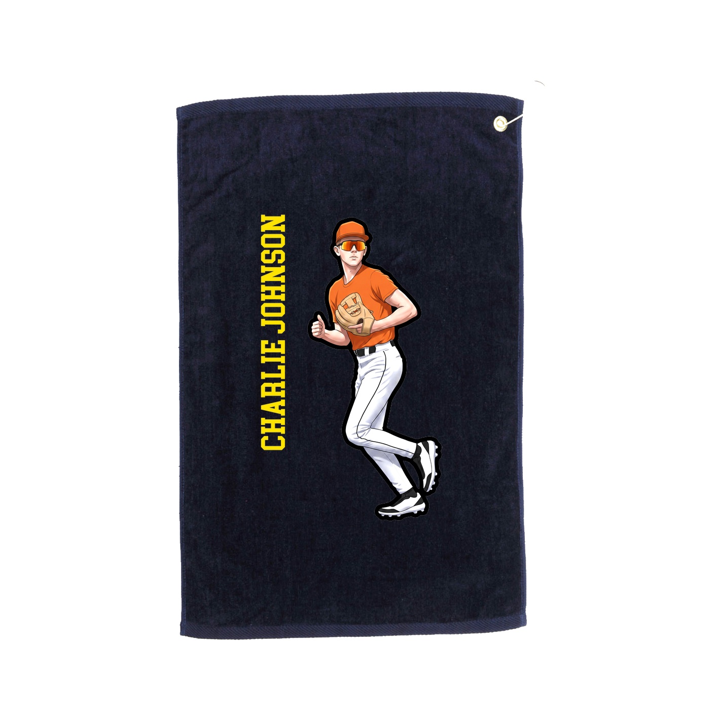 Golf Towel — Name Vertical in Navy