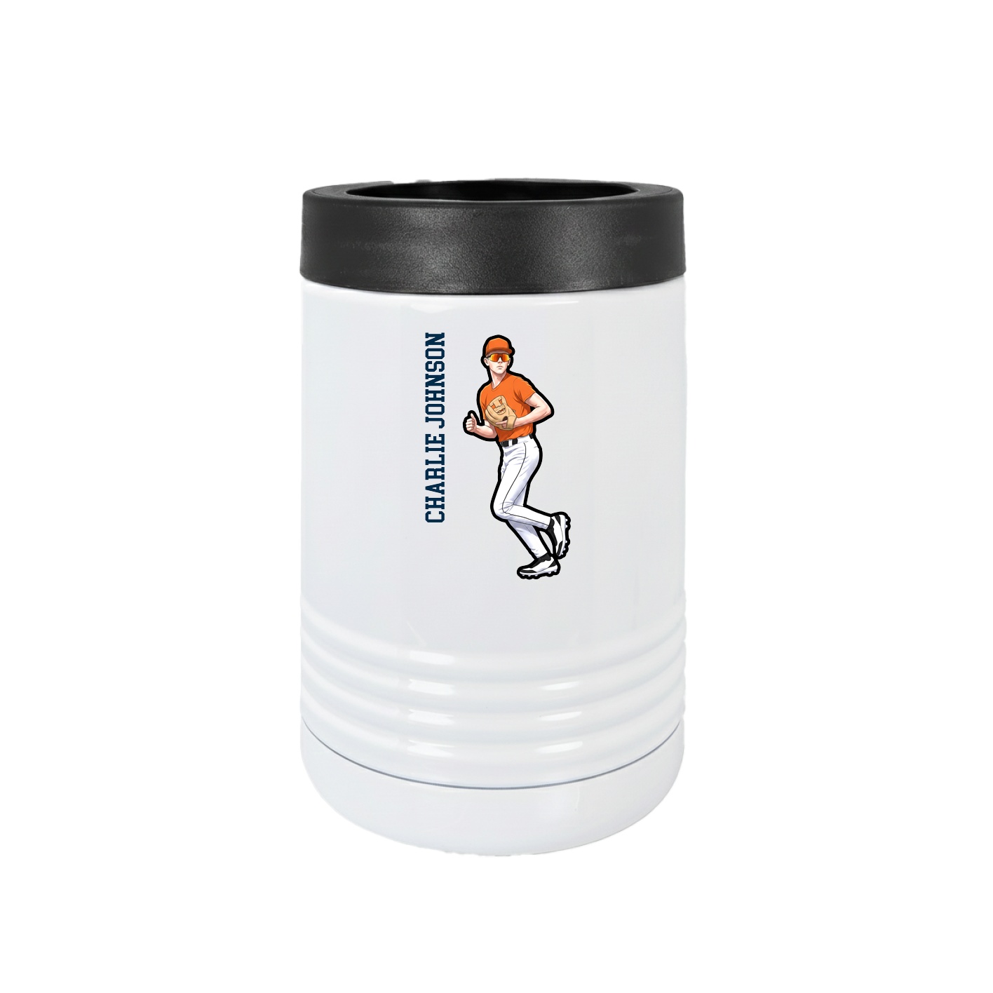 Beverage Holder — Name Vertical in White