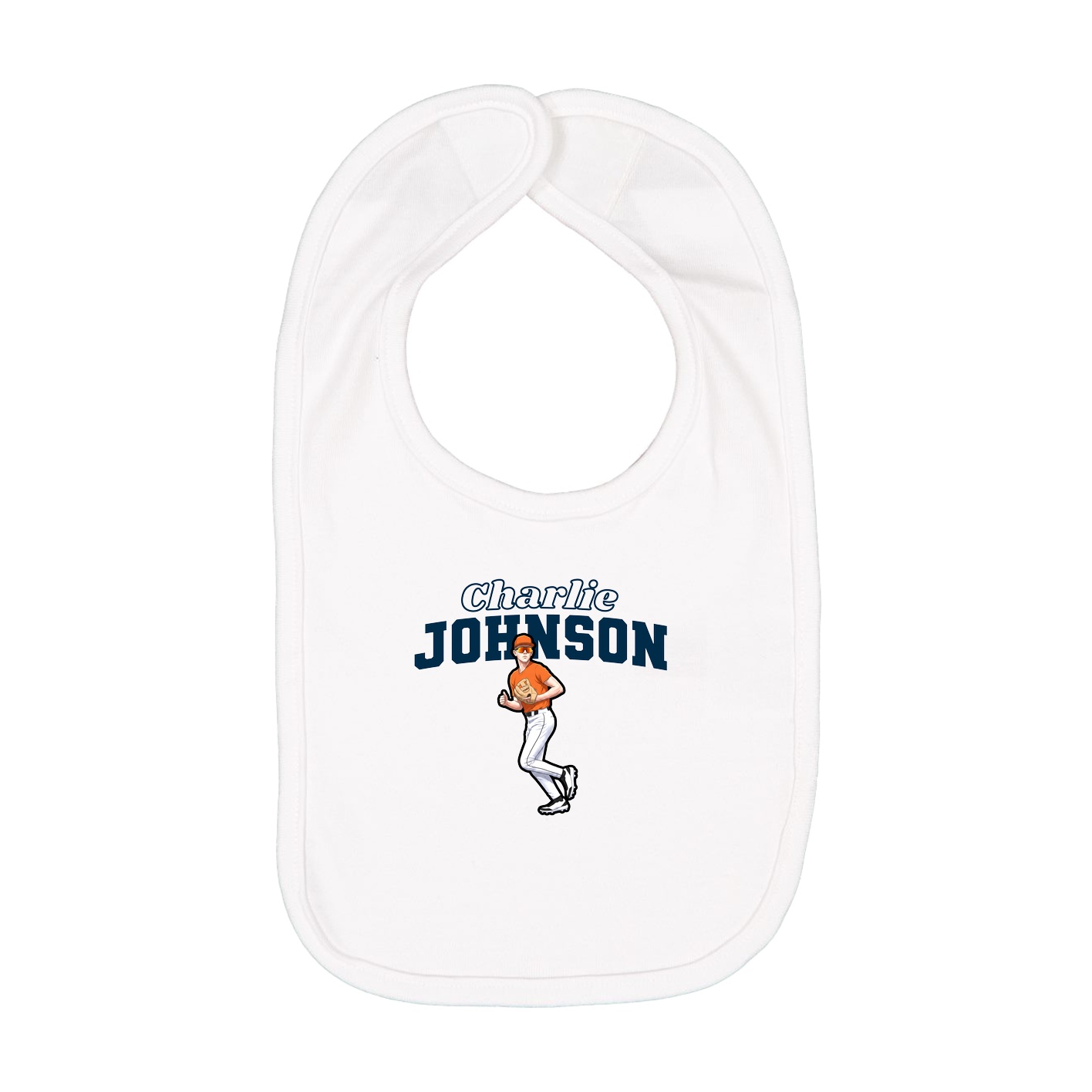 Infant Bib — Name Arch in White