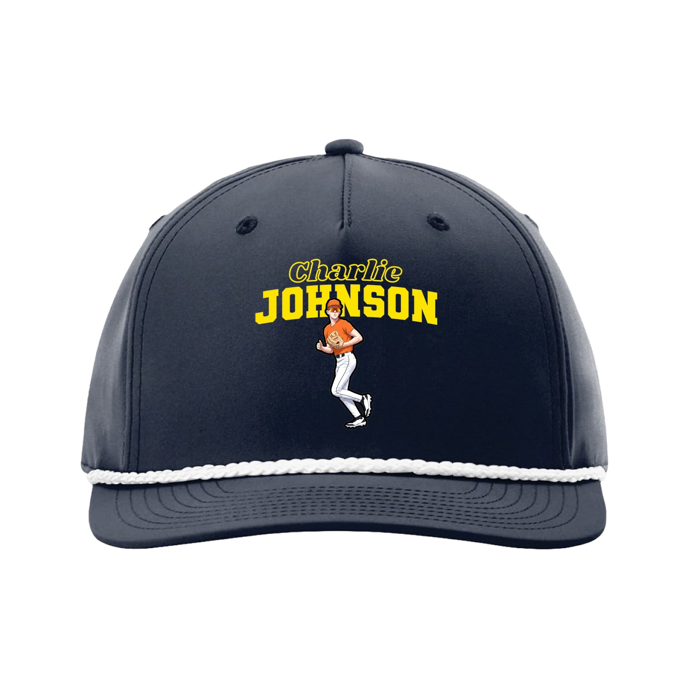 Five-Panel Classic Rope Cap — Name Arch in Navy