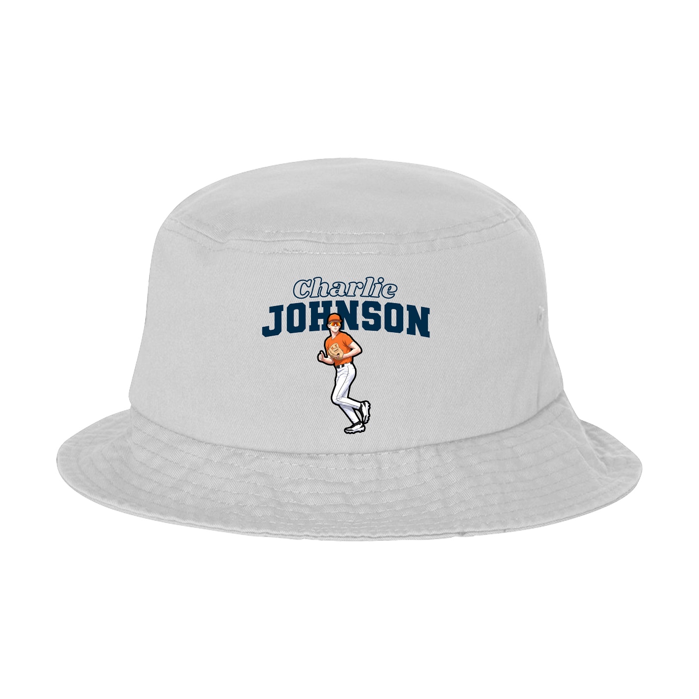Bucket Cap — Name Arch in White