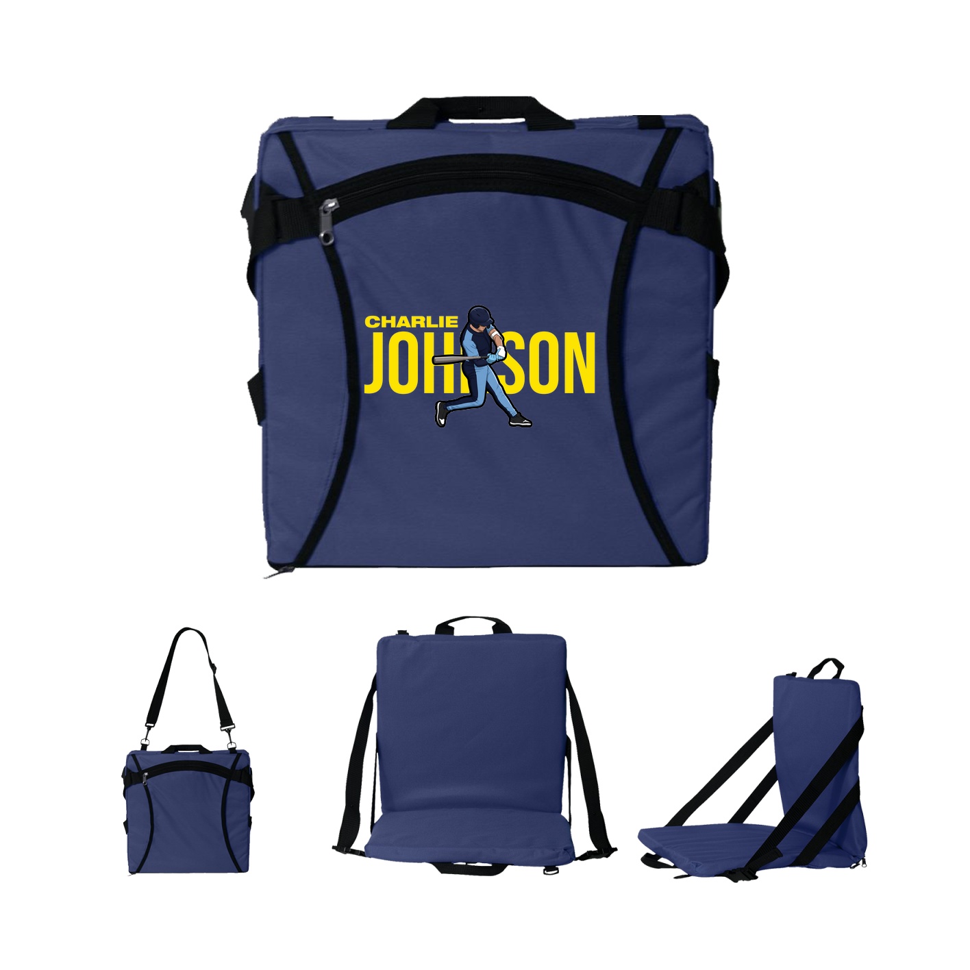 Folding Stadium Seat — Player Name in Navy