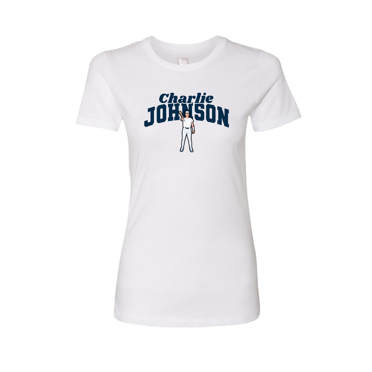 Fitted Women's Tee — Signature Arch in White
