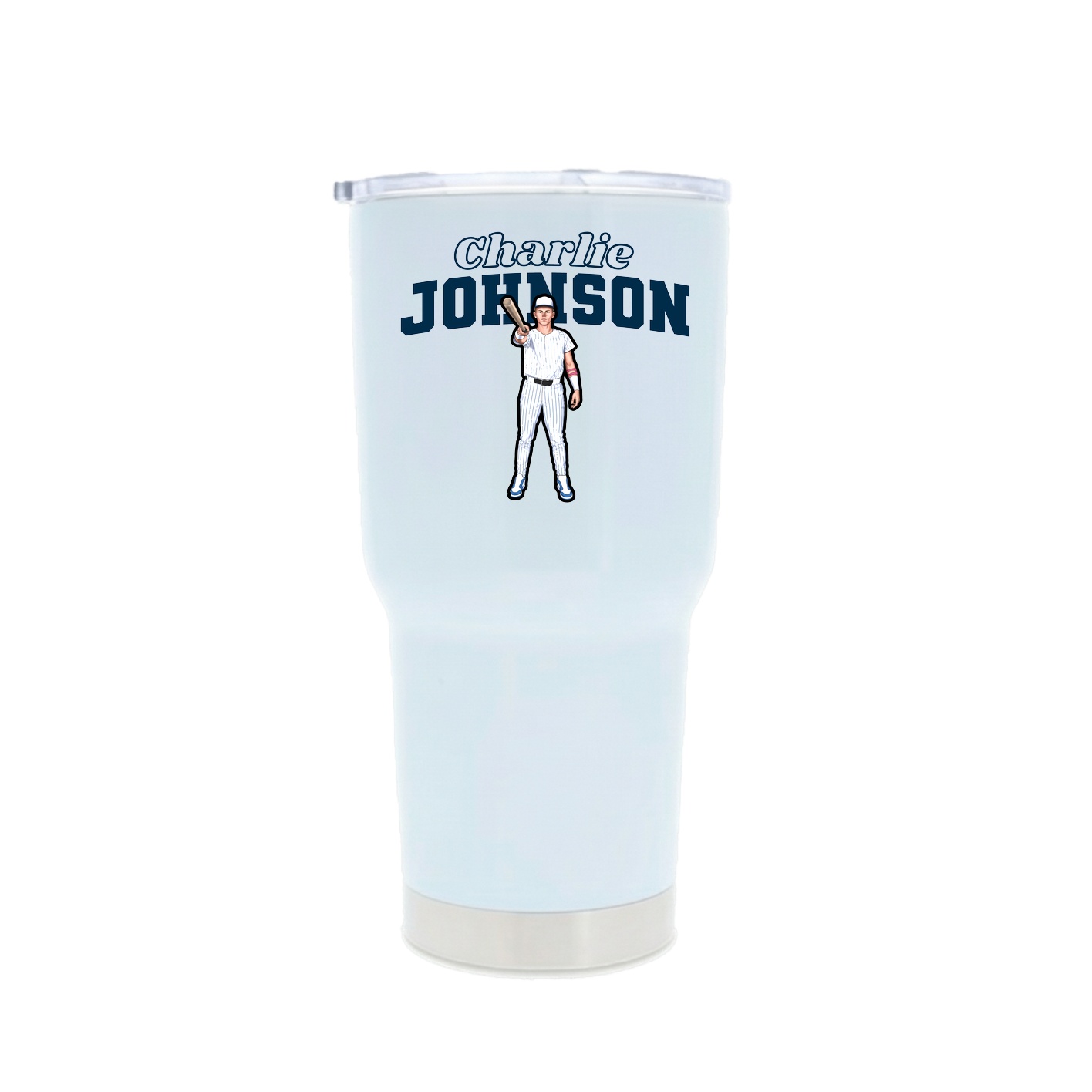 30oz Stainless Steel Tumbler — Name Arch in White