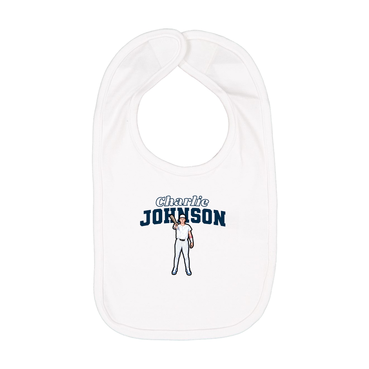 Infant Bib — Name Arch in White