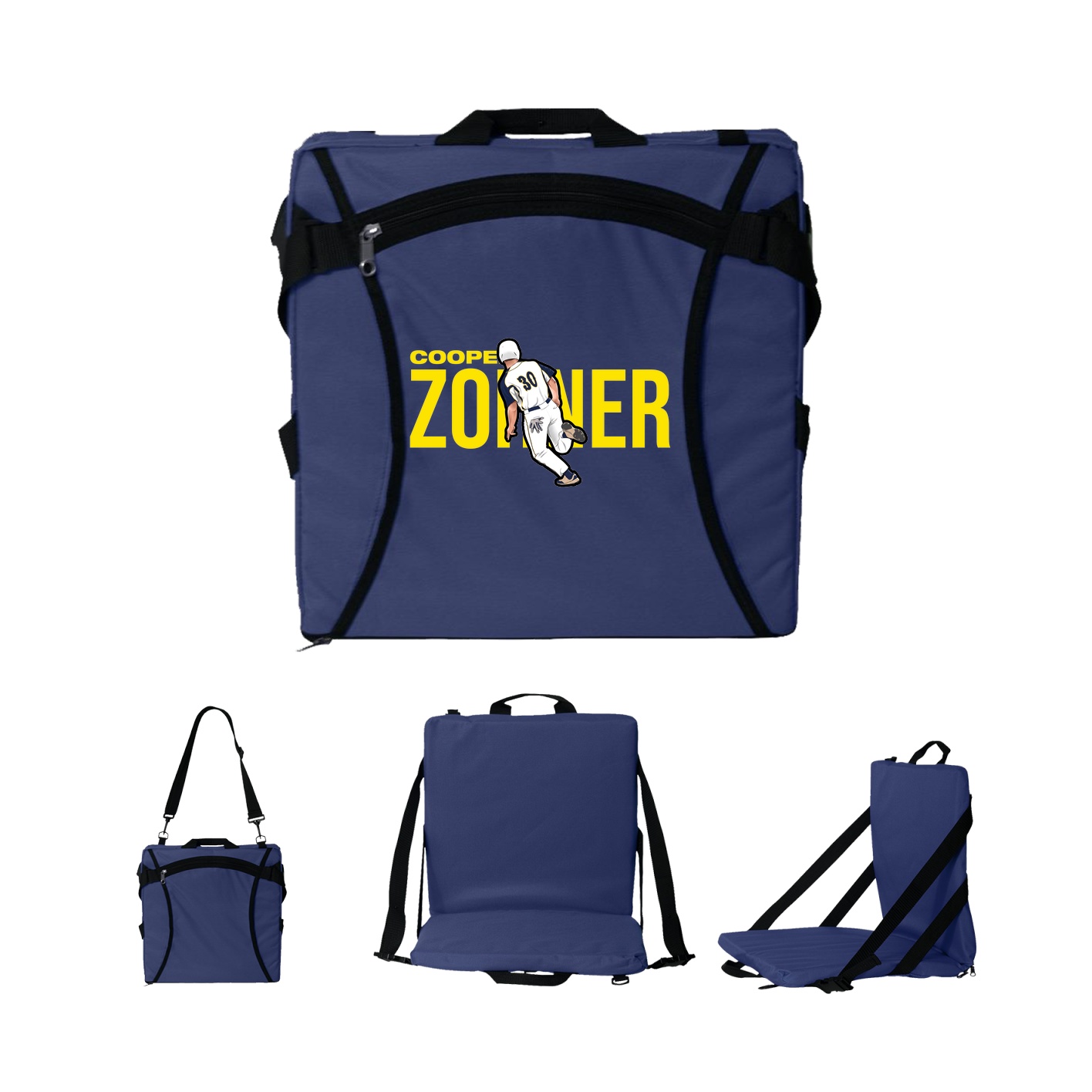 Folding Stadium Seat — Player Name in Navy