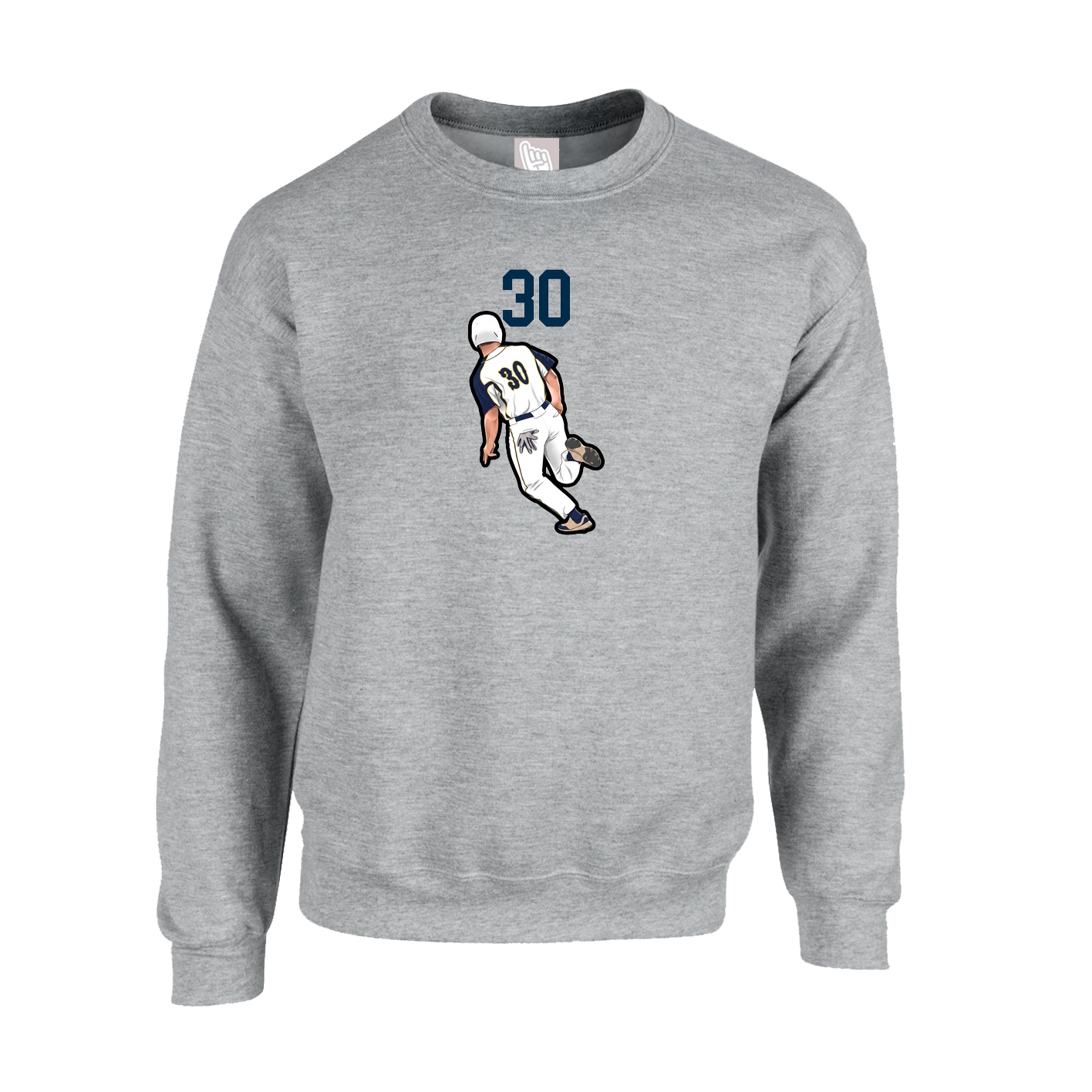 Fleece Crew — Number Top in Grey