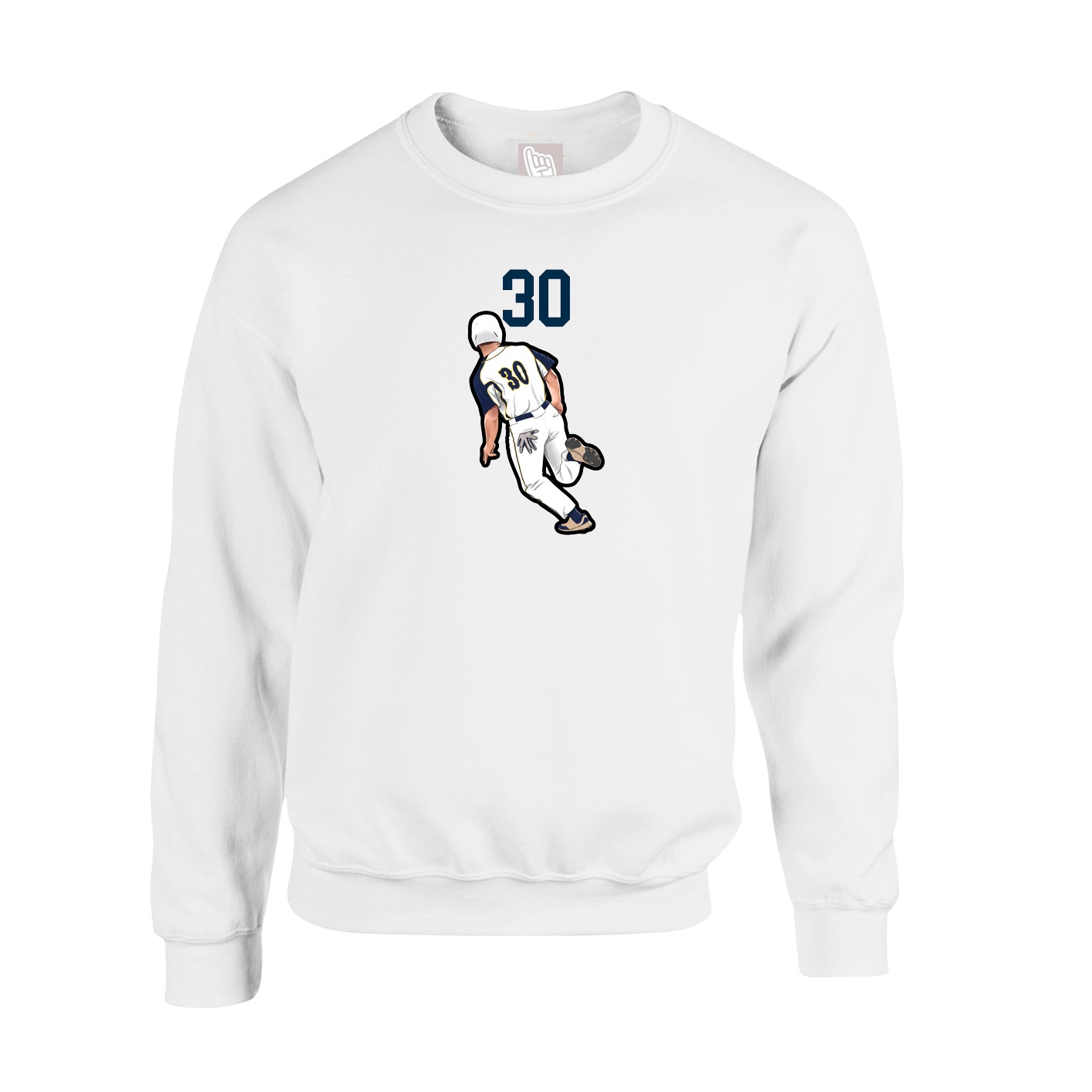 Fleece Crew — Number Top in White