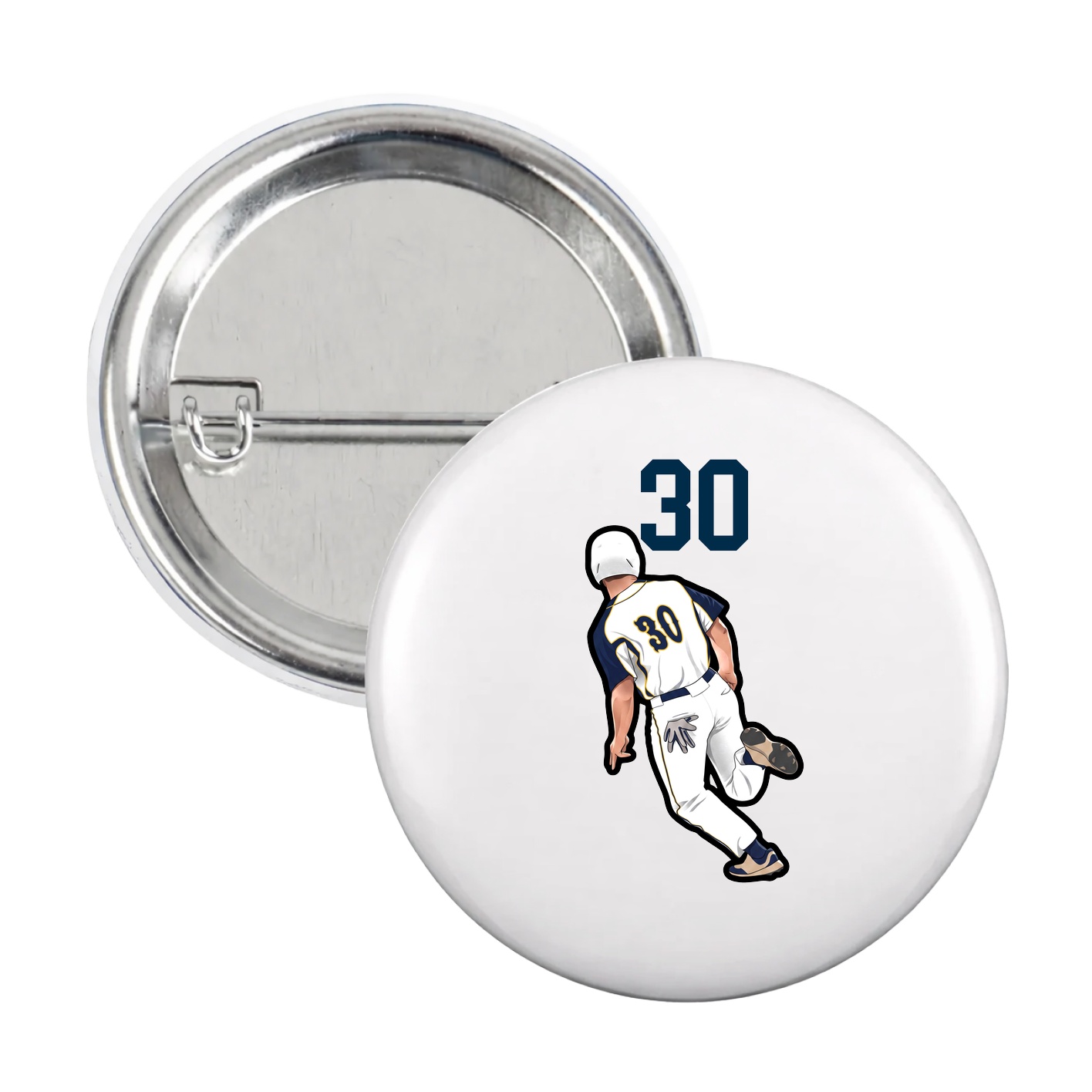 Game Day Button — Number Top in White