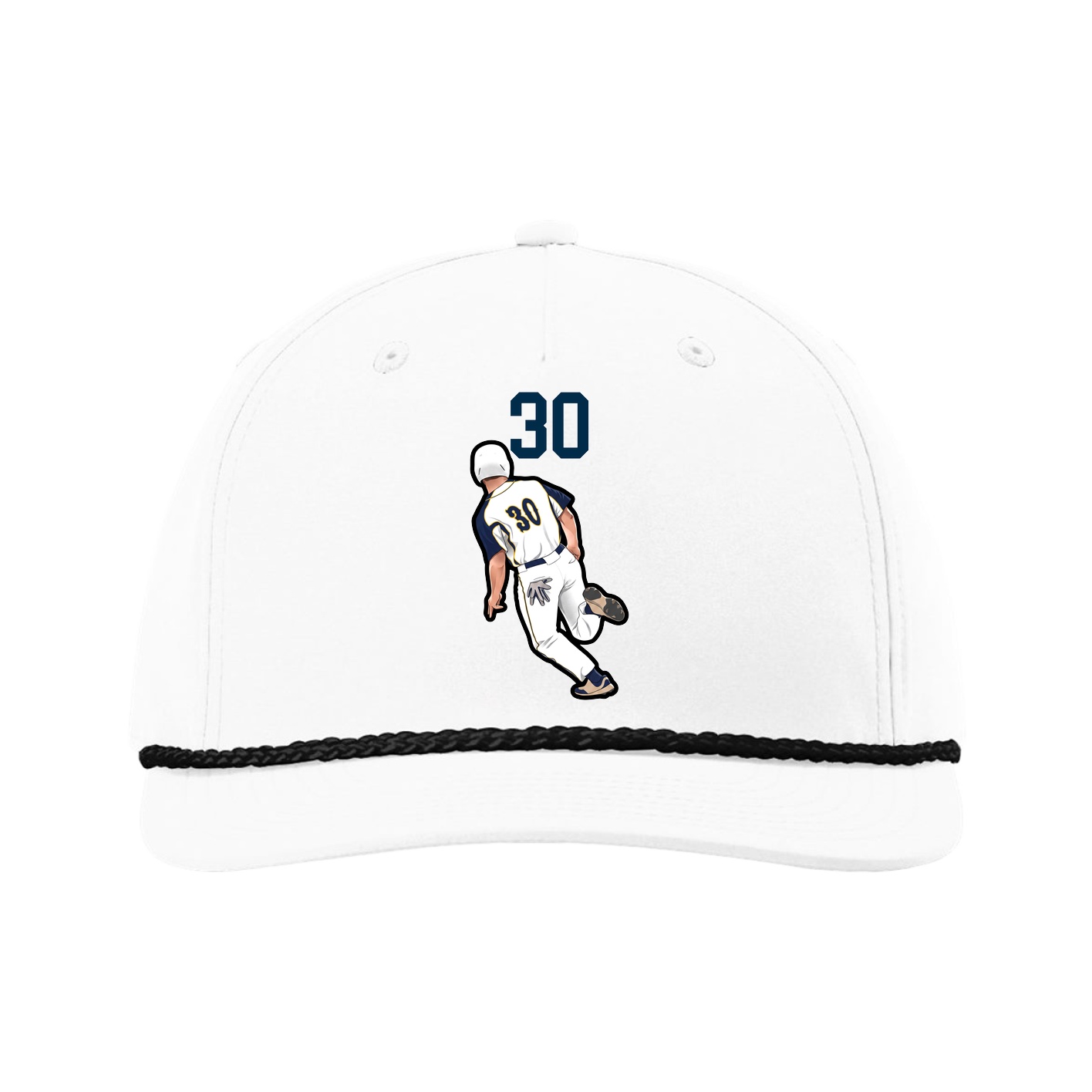 Five-Panel Classic Rope Cap — Number Top in White