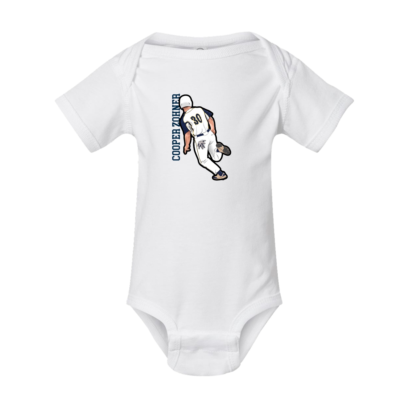 Baby Onesie — Name Vertical in White
