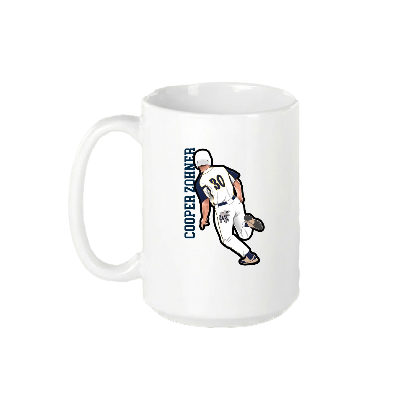 15oz Coffee Mug — Name Vertical in White