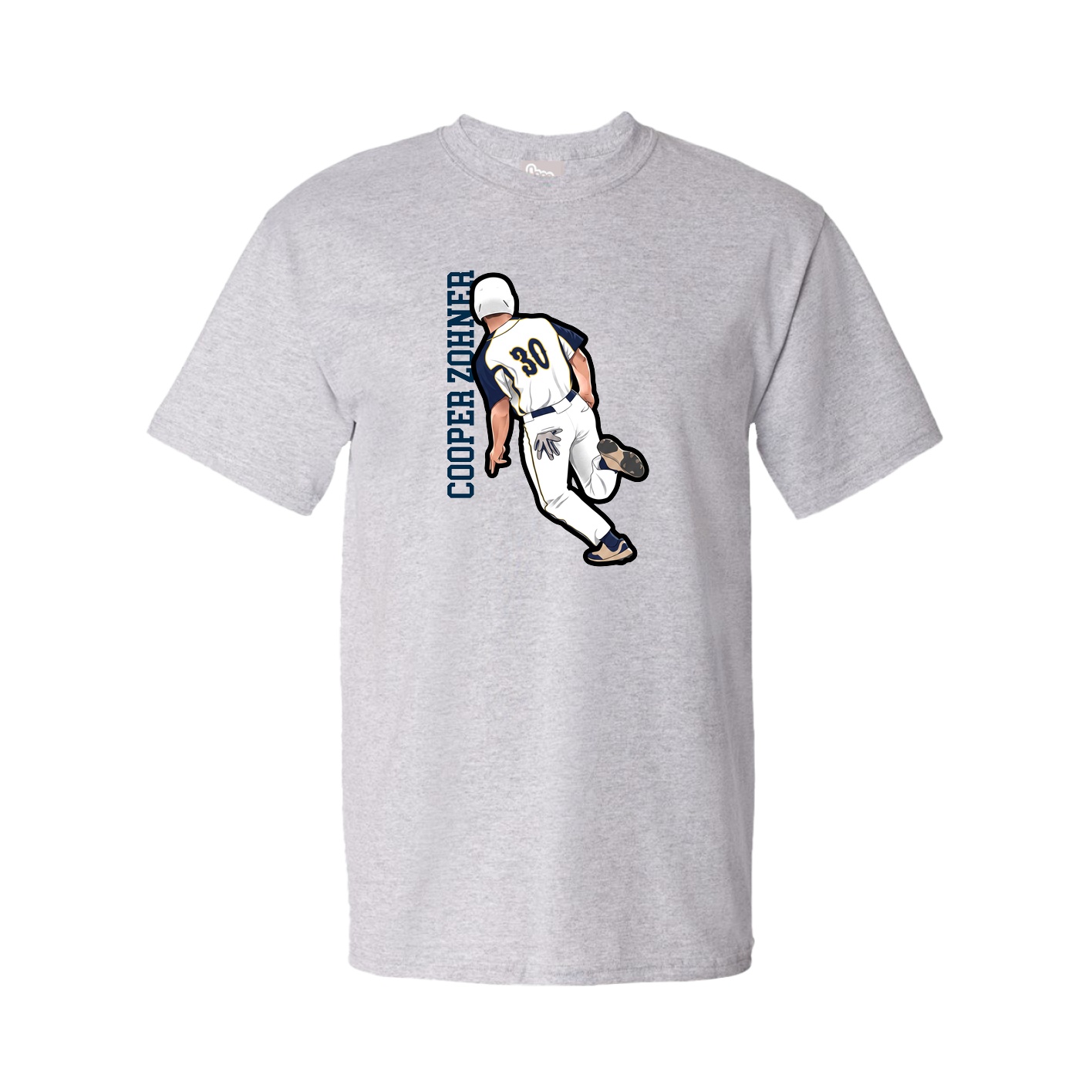 Youth Tee — Name Vertical in Grey