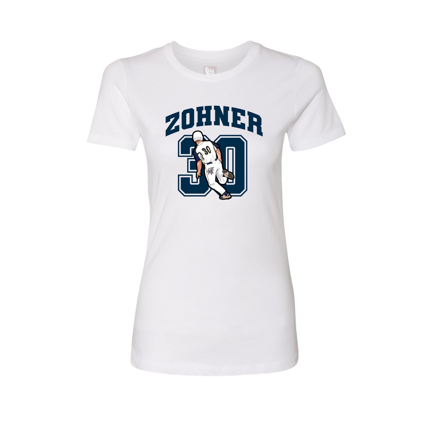 Fitted Women's Tee — Number in White