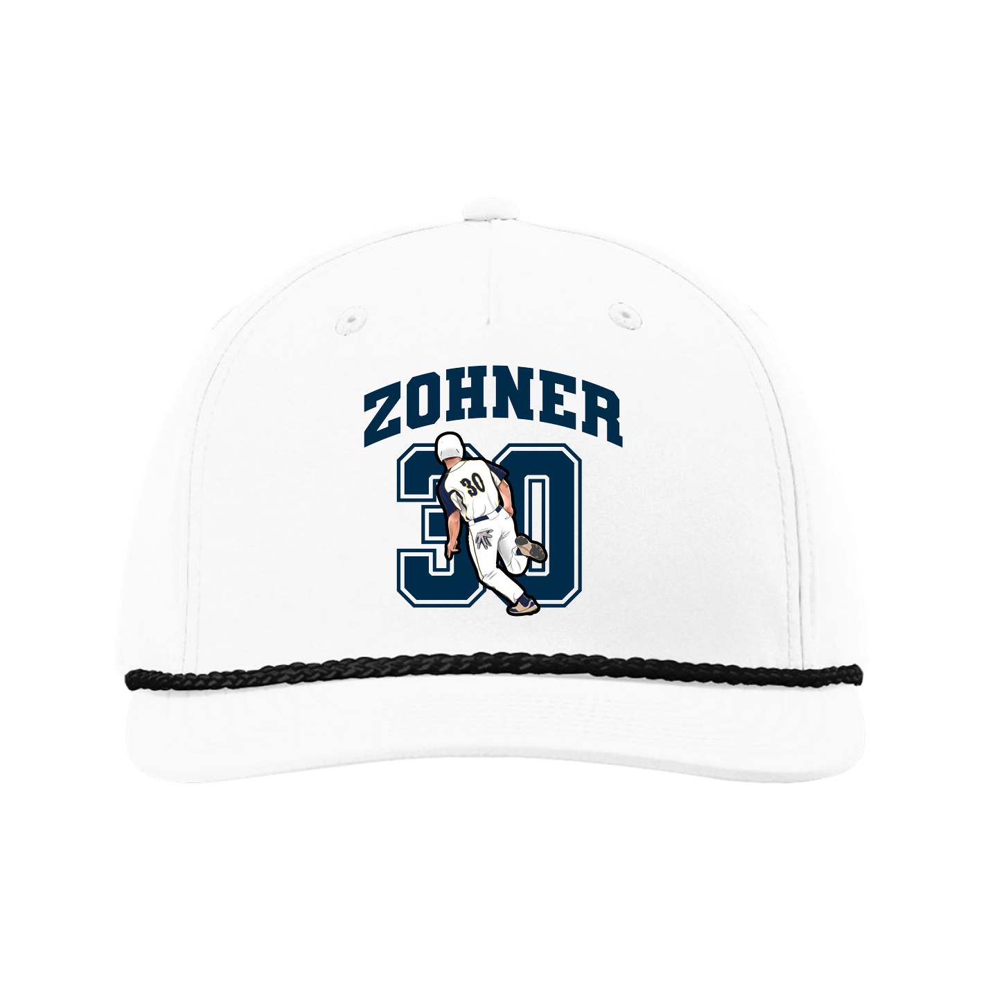 Five-Panel Classic Rope Cap — Number in White
