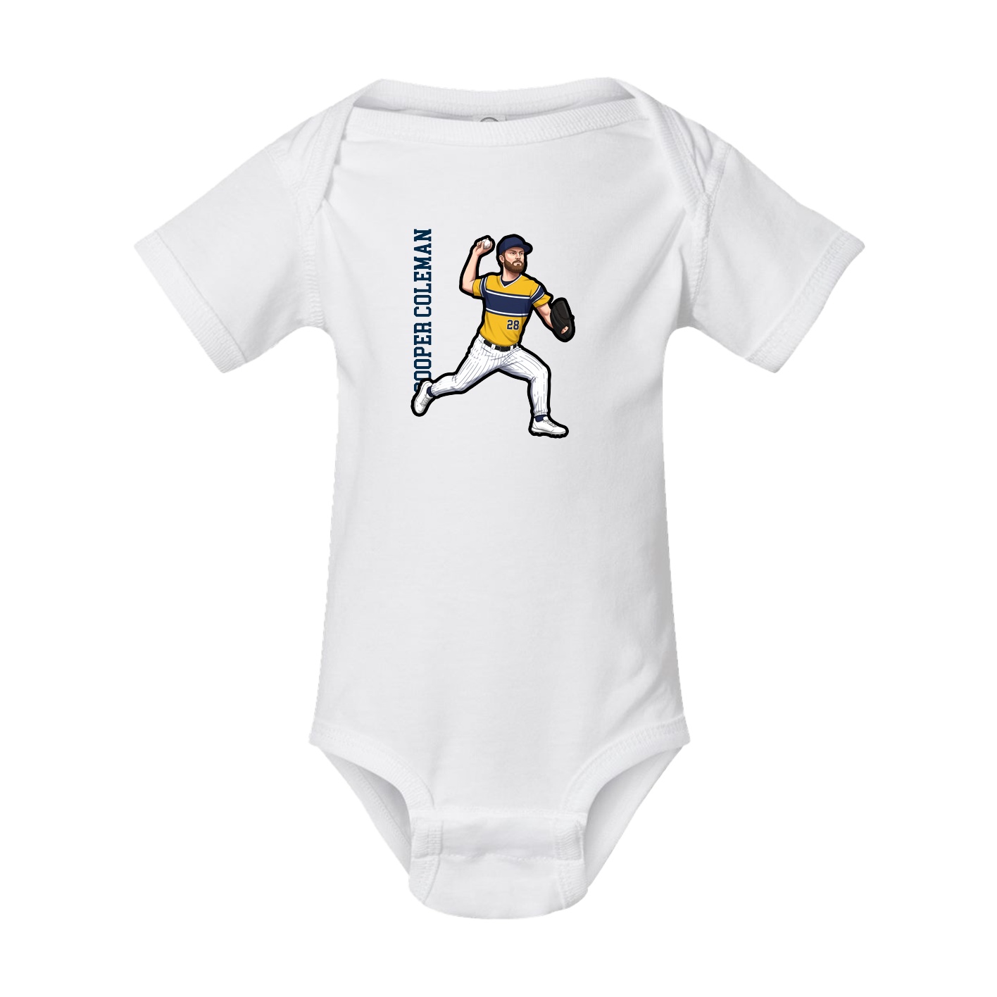 Baby Onesie — Name Vertical in White