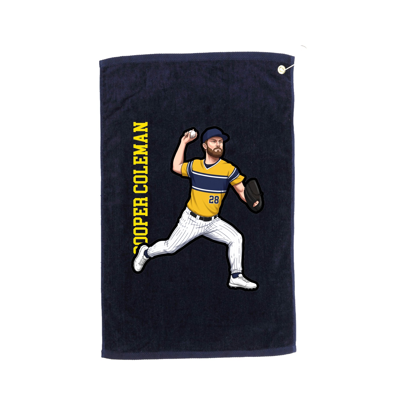 Golf Towel — Name Vertical in Navy