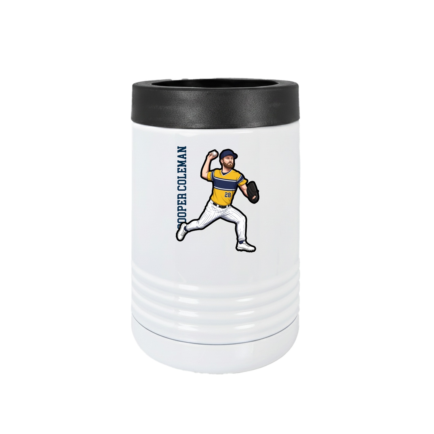 Beverage Holder — Name Vertical in White