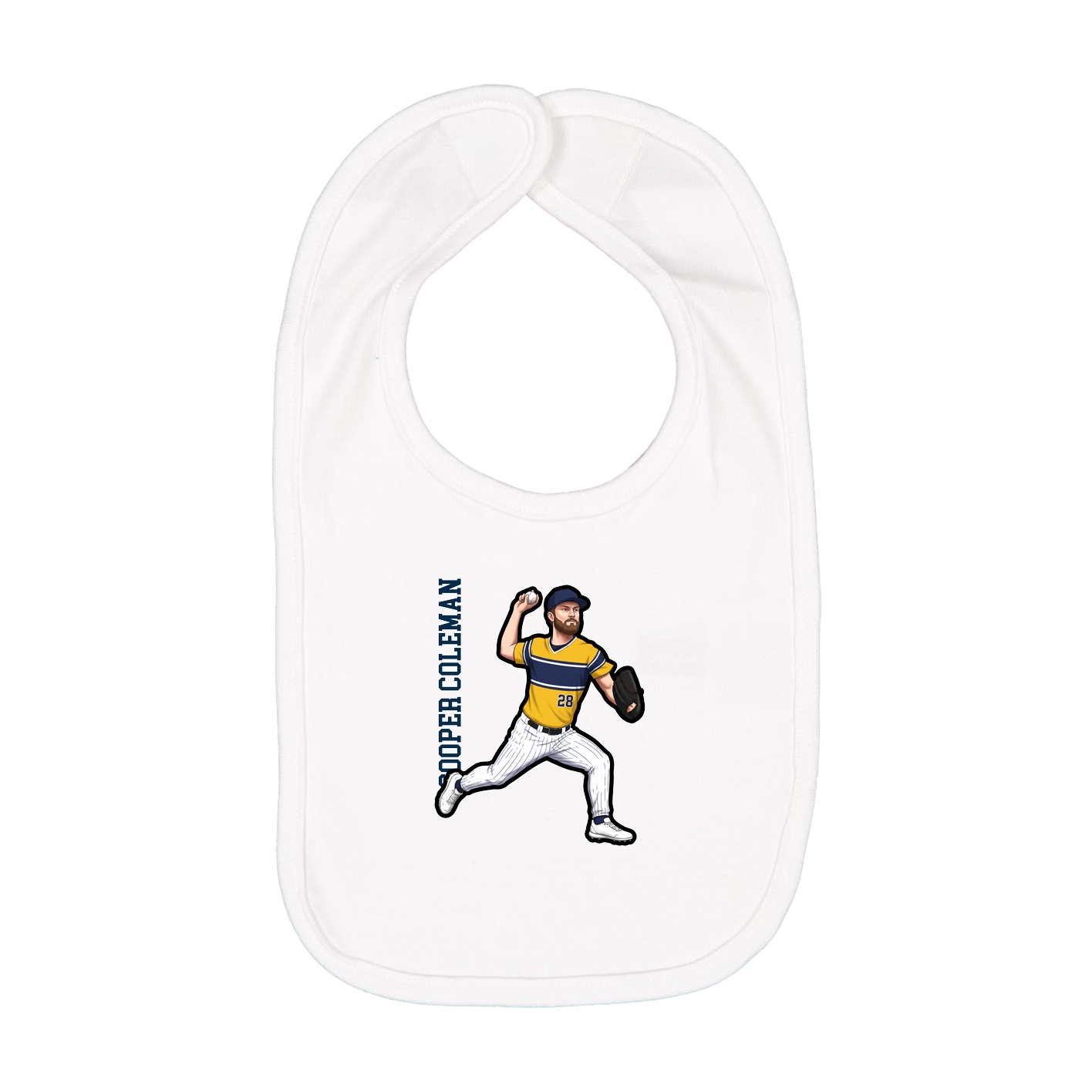 Infant Bib — Name Vertical in White