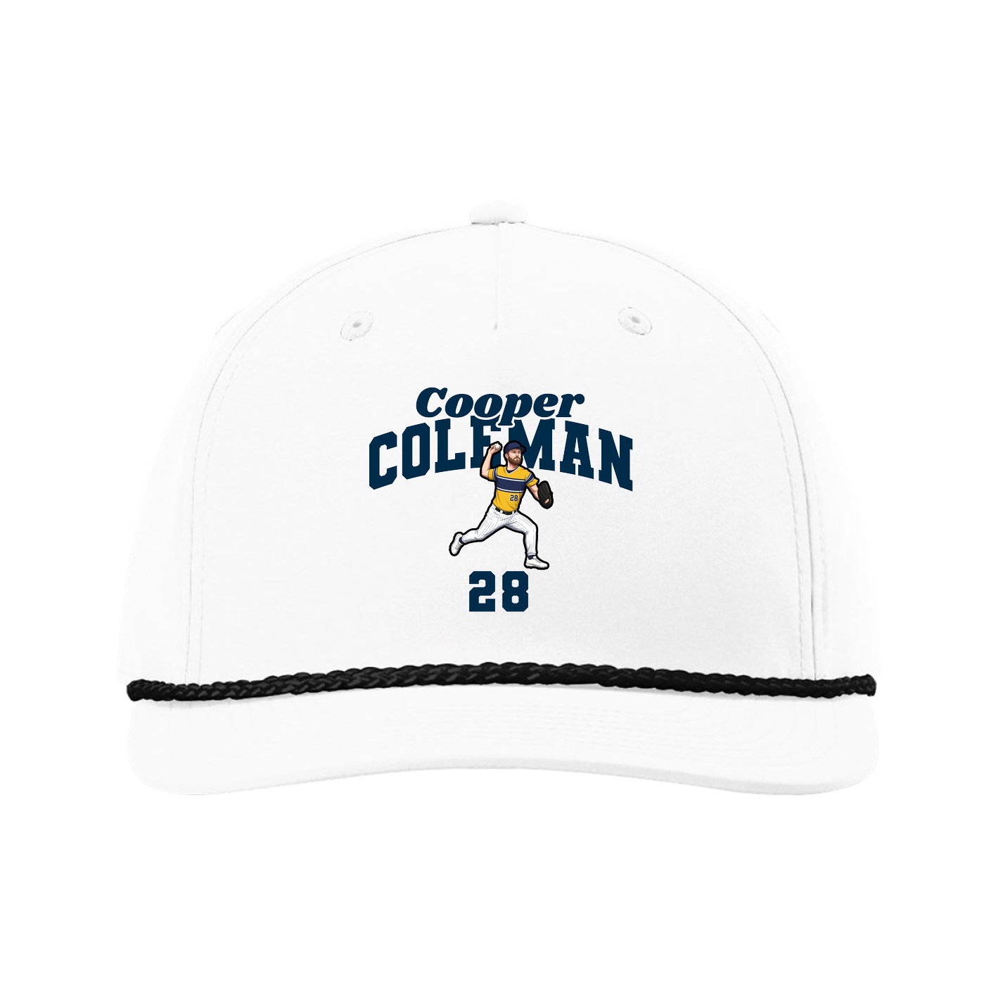 Five-Panel Classic Rope Cap — Signature Arch in White