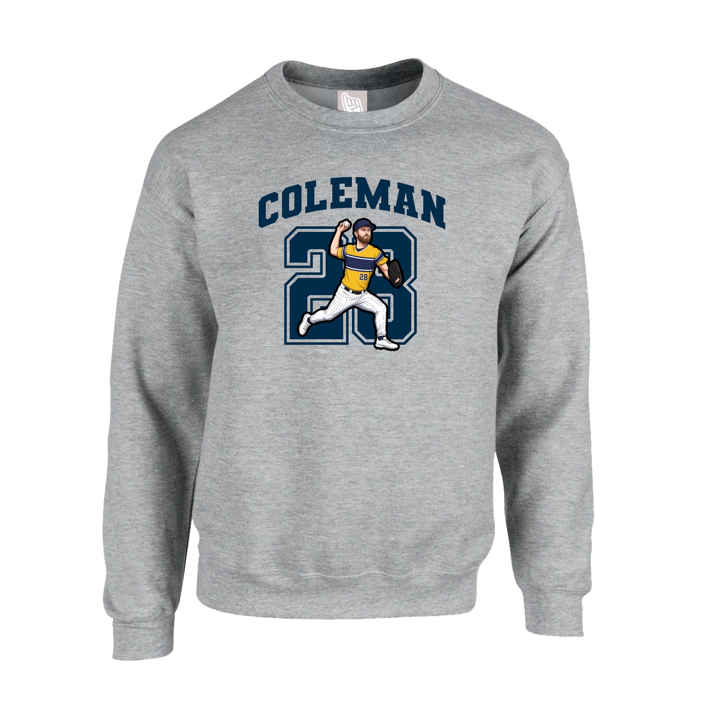 Fleece Crew — Number in Grey