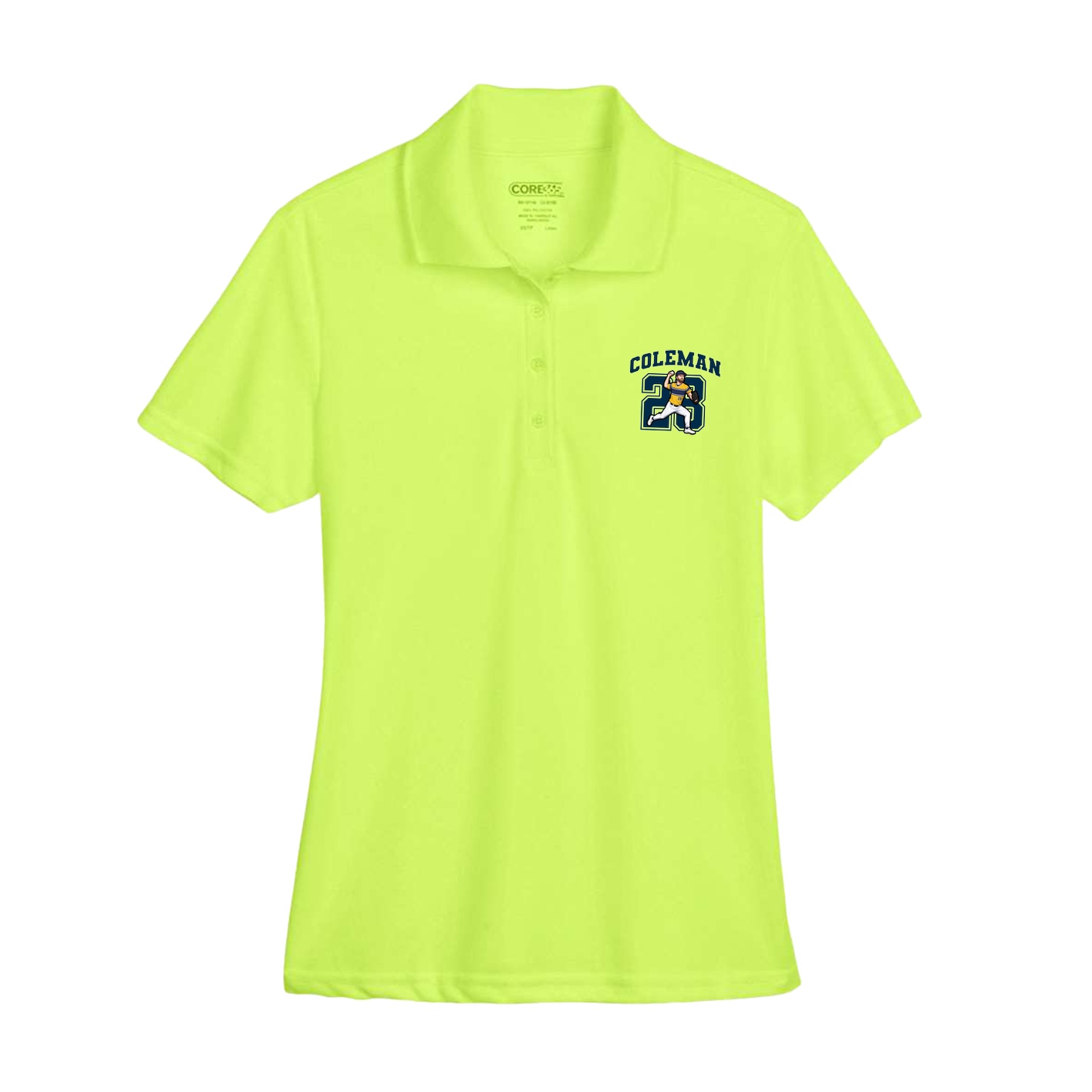 Womens Performance Polo — Number in Yellow