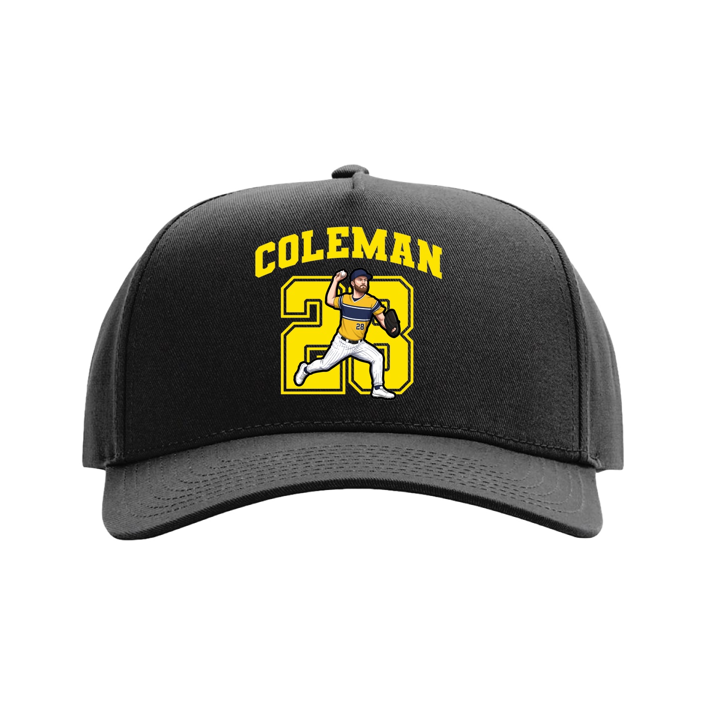 Full Fabric Five-Panel Champ Cap — Number in Black