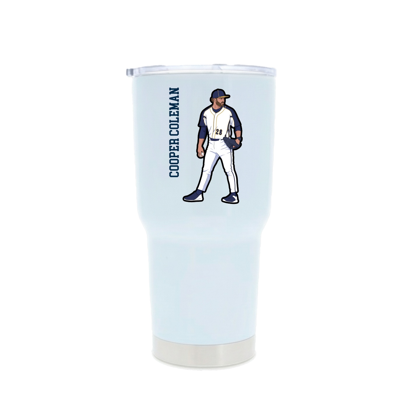 30oz Stainless Steel Tumbler — Name Vertical in White
