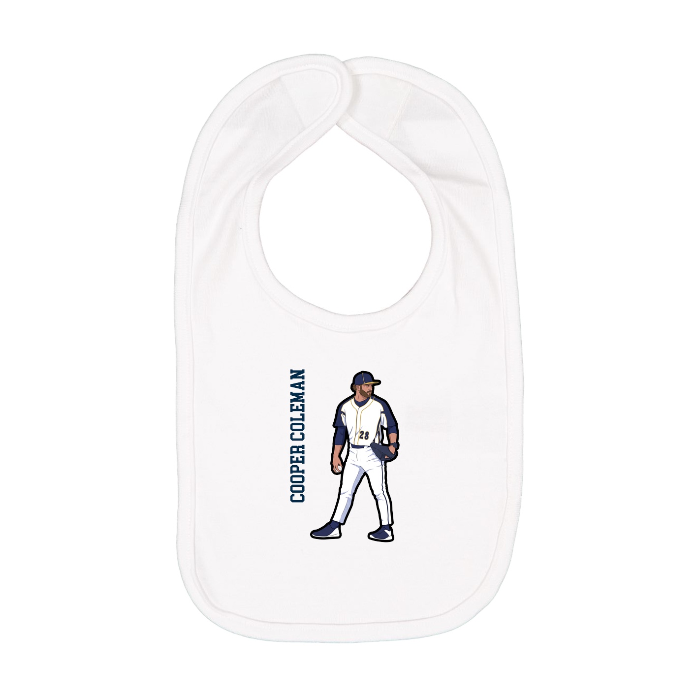 Infant Bib — Name Vertical in White