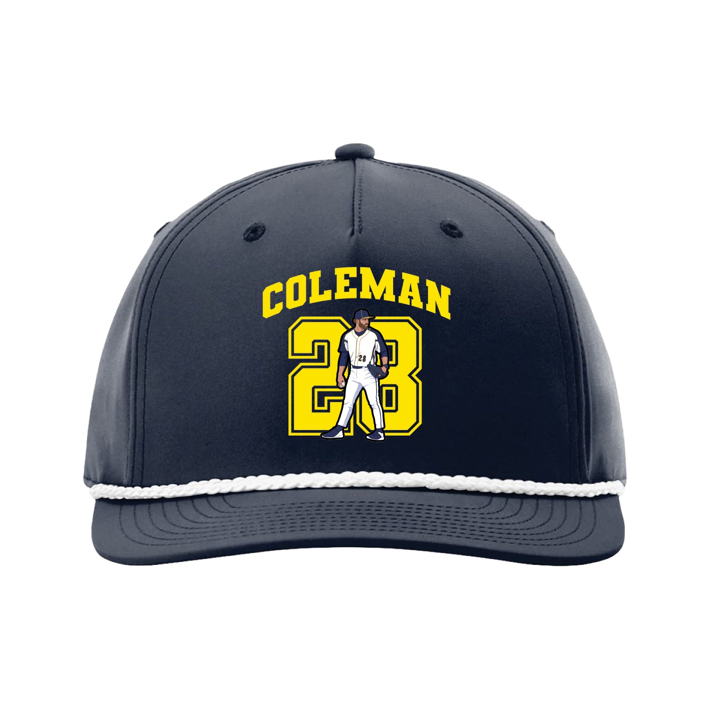 Five-Panel Classic Rope Cap — Number in Navy