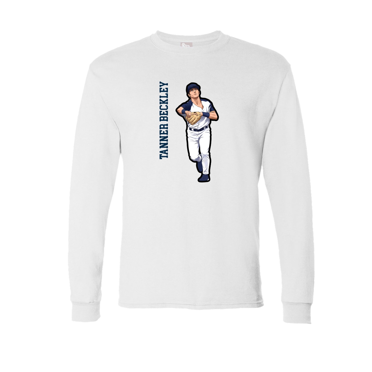 Long Sleeve Tee — Name Vertical in White