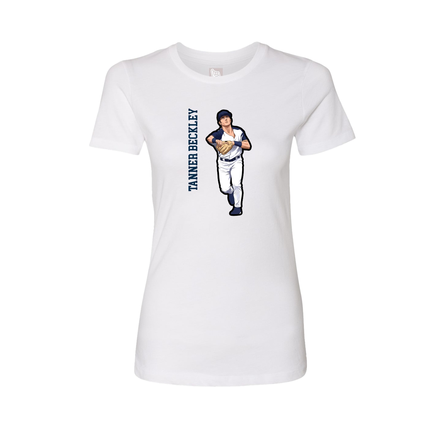 Fitted Women's Tee — Name Vertical in White