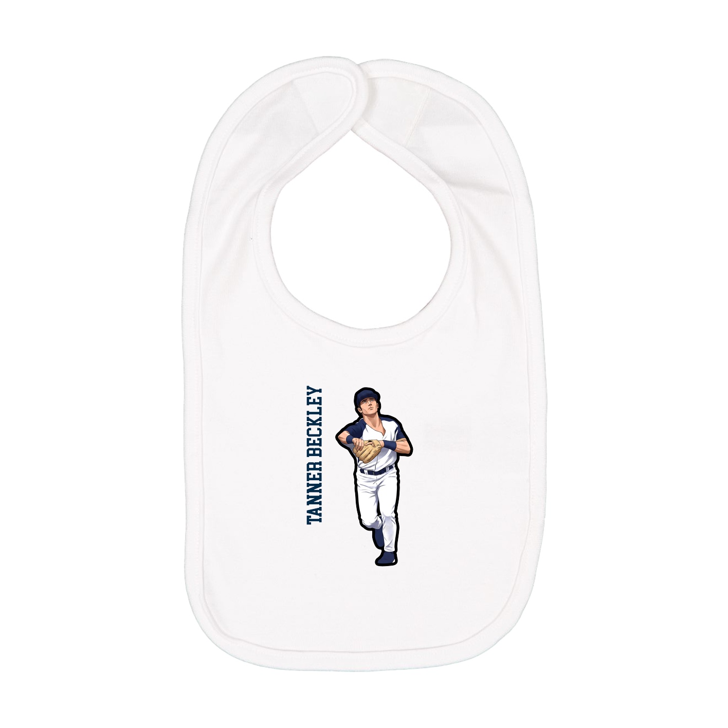 Infant Bib — Name Vertical in White