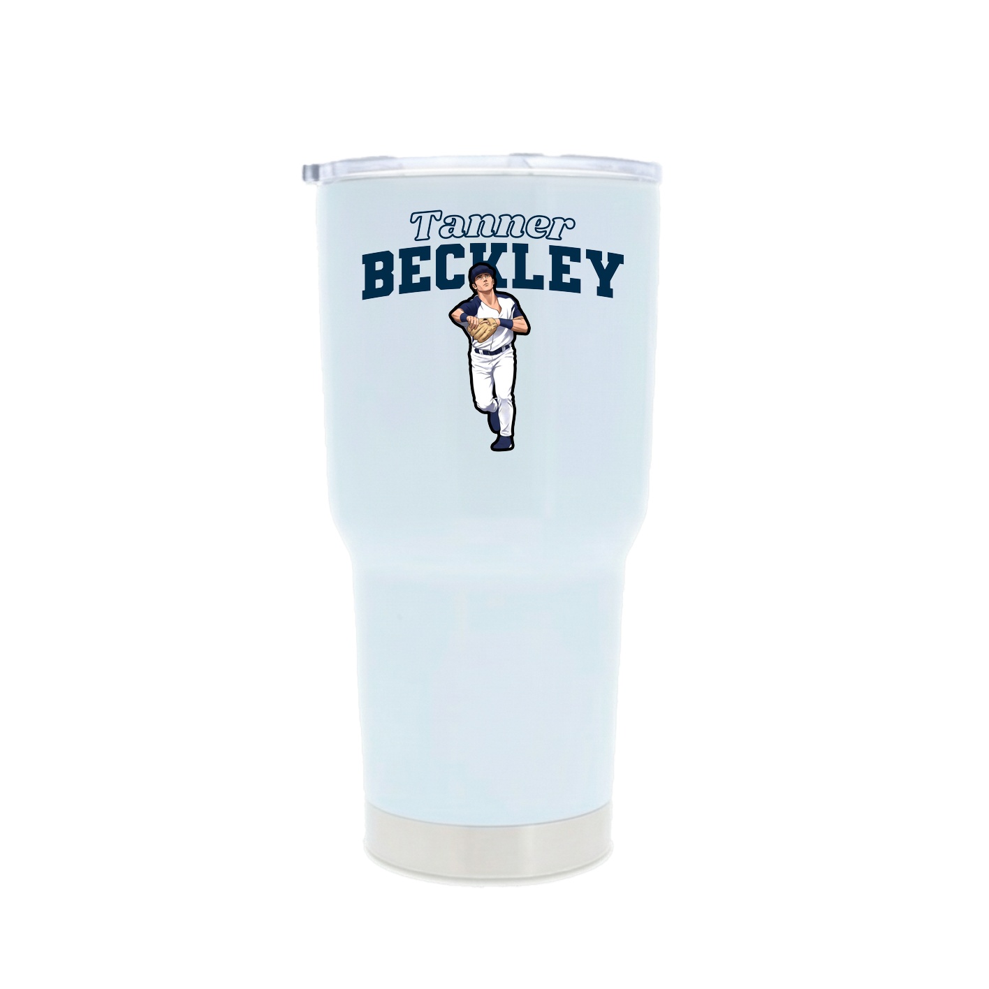30oz Stainless Steel Tumbler — Name Arch in White