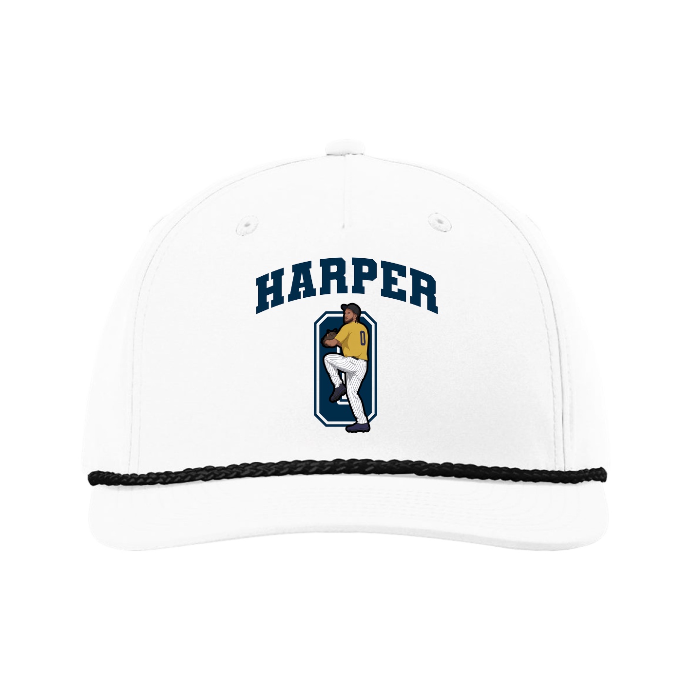 Five-Panel Classic Rope Cap — Number in White