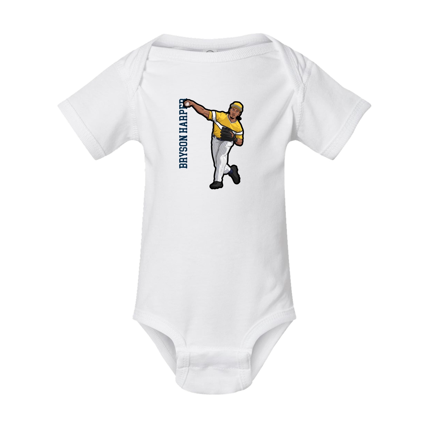 Baby Onesie — Name Vertical in White