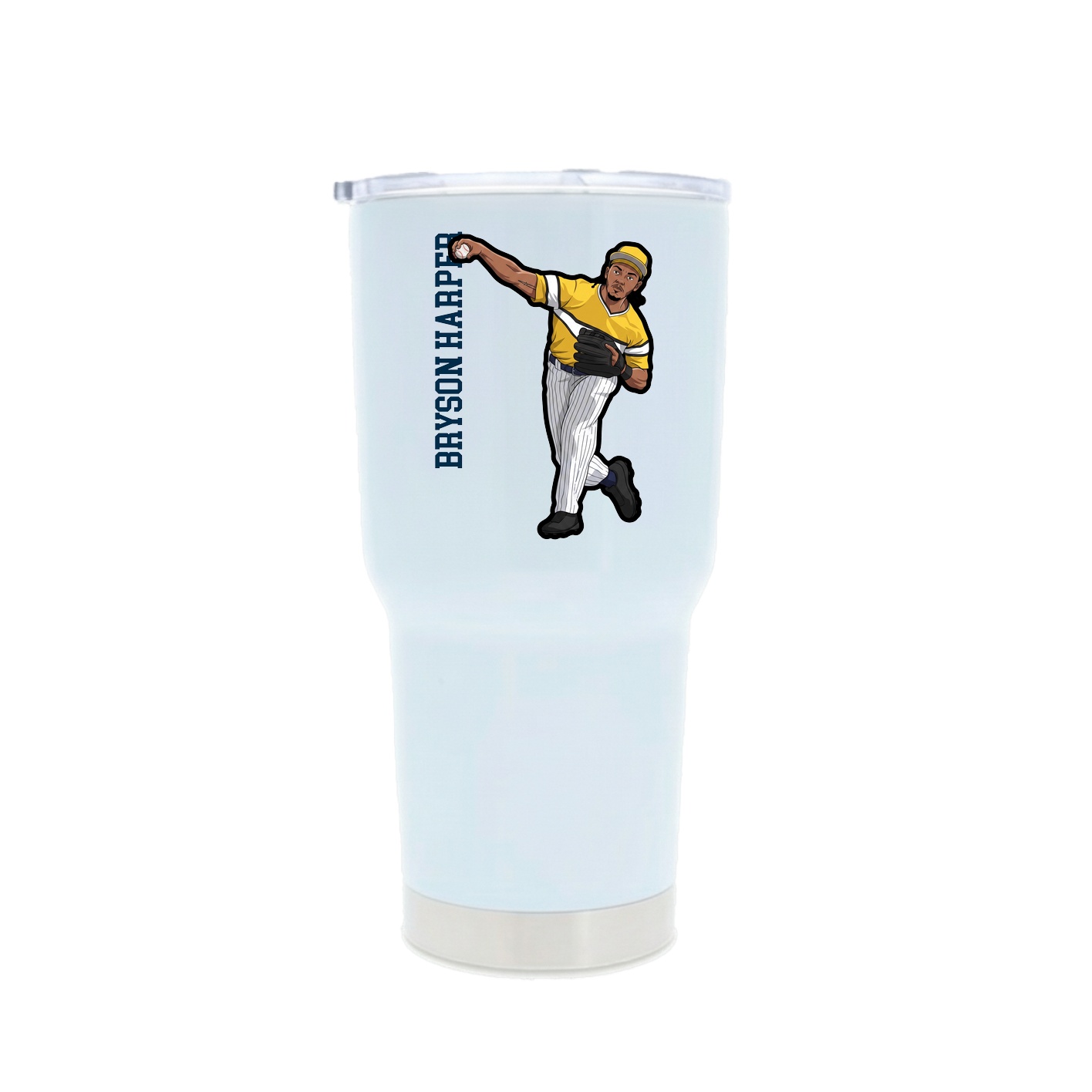 30oz Stainless Steel Tumbler — Name Vertical in White