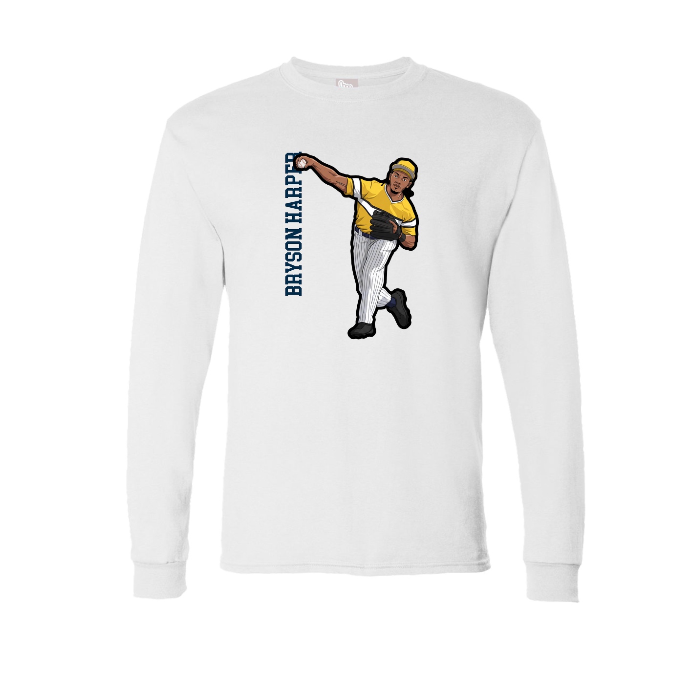 Long Sleeve Tee — Name Vertical in White