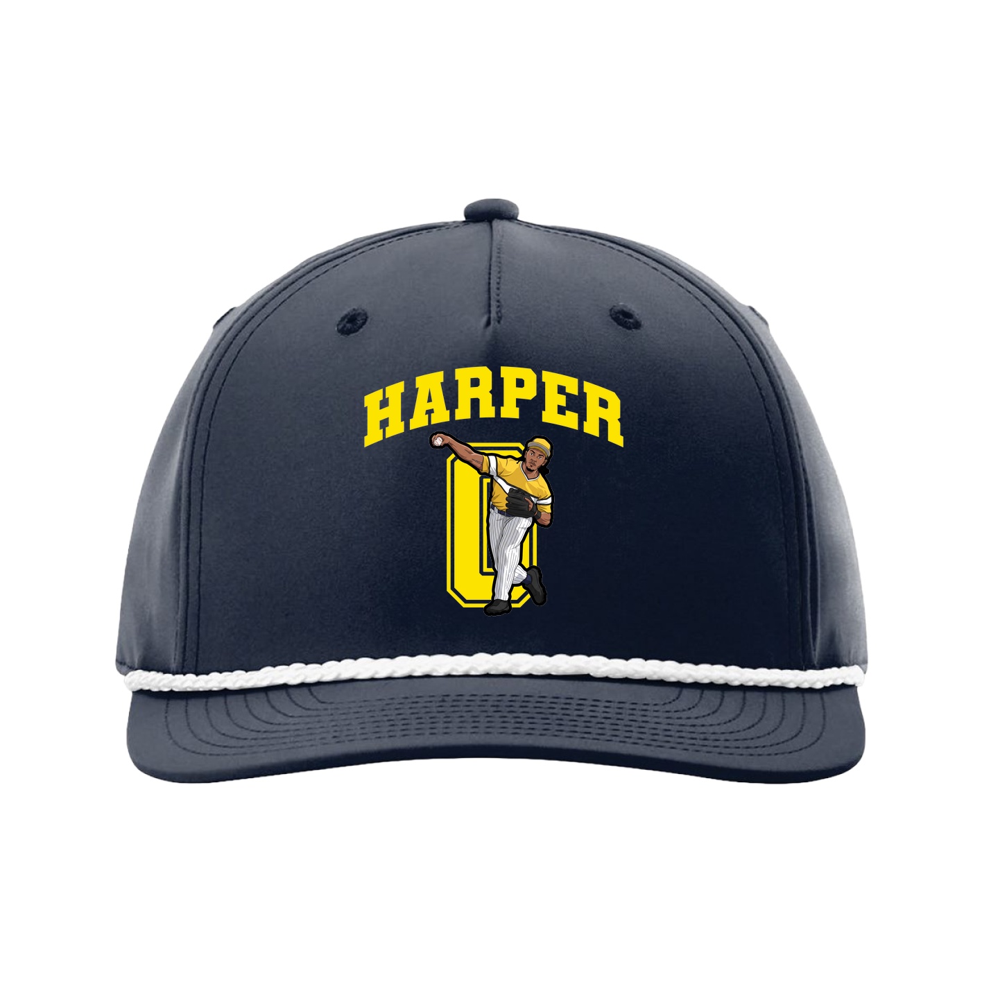 Five-Panel Classic Rope Cap — Number in Navy