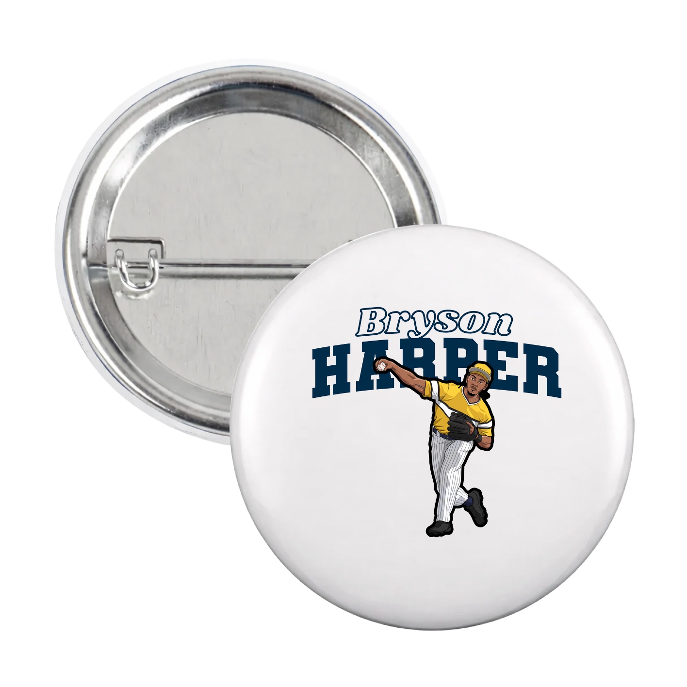 Game Day Button — Name Arch in White