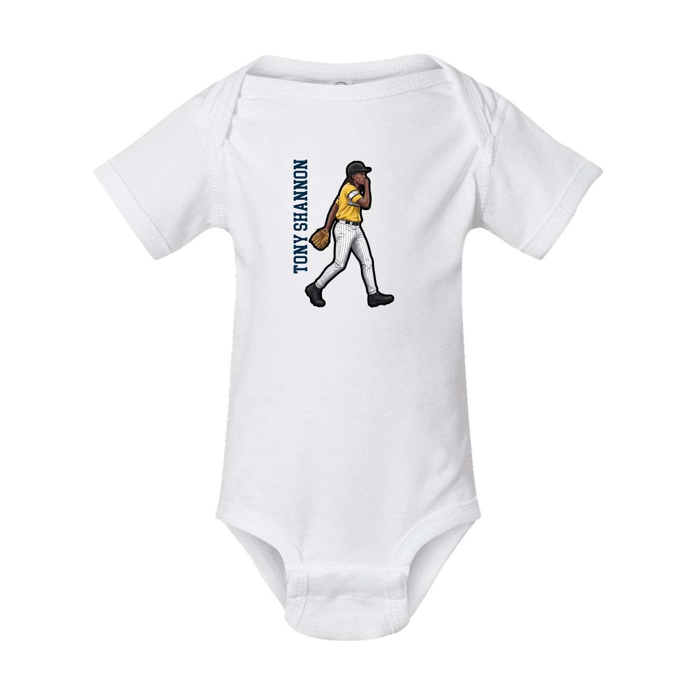 Baby Onesie — Name Vertical in White